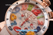 Gaga Milano Chrono 48 Miyota OS20 Quartz Rose Gold Case with Silver Dial and Colorful Numeral Markers