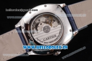 Cartier Drive de Cartier Asia ST16 Automatic Steel Case with Silver Dial Roman Numeral Markers and Blue Leather Strap