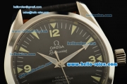 Omega Railmaster Automatic Movement Steel Swiss Coating Case with Black Dial and Green Markers