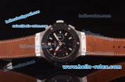 Hublot King Power Chronograph Swiss Valjoux 7750 Automatic Steel Case with PVD Bezel and Black Dial-Orange Rubber Strap