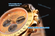 Rolex Daytona Chronograph Swiss Valjoux 7750-SHG Automatic Full Gold Case with Stick Markers Gold Dial and Black Subdials