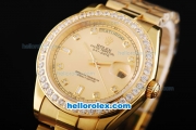 Rolex Day Date II Automatic Movement Full Gold with Diamond Bezel-Gold Dial and Diamond Markers