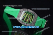 Richard Mille RM 59-01 Miyota 9015 Automatic PVD Case with Skeleton Dial Dot/Arabic Numeral Markers and Green Rubber Strap