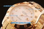 Rolex Day Date Automatic Rose Glod Case with Diamond Bezel Pink MOP Dial and Diamond Markers-Rose Gold Strap