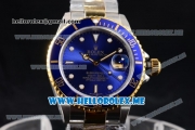 Rolex Submariner Clone Rolex 3135 Automatic Two Tone Case/Bracelet with Blue Dial and Dot Markers (BP)