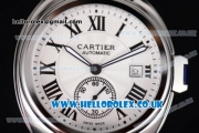 Cartier Cle de Cartier Japanese Asia ST16 Automatic Steel Case with White Dial and Brown Leather Strap