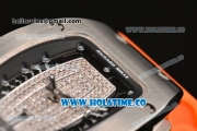 Richard Mille RM007 Miyota 6T51 Automatic Steel Case with Diamonds Dial and Orange Rubber Strap