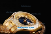 Rolex Datejust Automatic with Rose Gold Case and diamond -Blue Dial-Lady Size