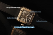 Cartier Santos 100 Swiss ETA 2824 Automatic Movement PVD Case with Black Dial and Steel Bezel