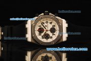 Audemars Piguet Royal Oak Offshore Chronograph Swiss Valjoux 7750 Automatic Movement Steel Case with Black Markers and Black Leather Strap