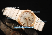 Omega Constellation Swiss ETA 2892 Automatic Movement Steel Case with Silver Dial and Diamond Markers-Two Tone Strap