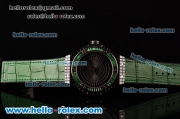 Hublot Big Bang Tutti Frutti Caviar Swiss ETA 2824 Automatic Ceramic Case with Green Leather Strap and Green Diamond Bezel - 1:1 Original