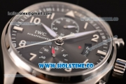 IWC Pilot's Chrono Swiss Valjoux 7750 Automatic Steel Case with Black Dial White Markers and Brown Leahter Strap - 1:1 Original