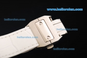 Cartier Santos 100 Swiss ETA 2671 Automatic Movement Steel Case with White Dial and White Leather Strap-1:1 Original