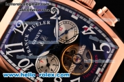 Franck Muller Casablanca Automatic Rose Gold Case with Black Dial and White Number Marking-Black Leather Strap