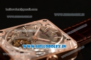 Bell & Ross BR X2 Tourbillon Manual Winding Rose Gold Case With Alligator Strap All Sapphire