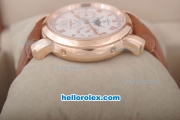 Vacheron Constantin Malte Chronograph Automatic Rose Gold Case with White Dial-Leather Strap