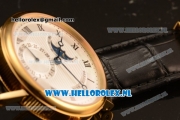 Breguet Classique Moonphase 9015 Auto Yellow Gold Case with White Dial and Black Leather Strap