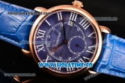 Cartier Rotonde De Asia Manual Winding Rose Gold Case with Blue Dial and White Roman Numeral Markers