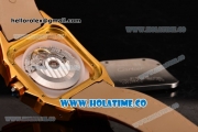 Cartier Santos 100 Medium Swiss ETA 2824 Automatic Yellow Gold Case with Beige Dial and Brown Leather Strap