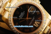 Rolex Datejust Oyster Perpetual Automatic Movement Full Gold with Black Dial and Diamond Bezel