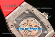 Richard Mille RM007 Miyota 6T51 Automatic Steel Case with Diamonds Dial and Red Rubber Strap