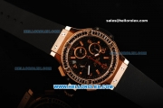 Hublot Big Bang Chronograph Miyota Quartz Movement Rose Gold Case with Black Dial - Black Diamond Bezel