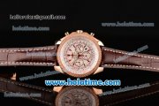 Breitling Bentley Motors Chrono Swiss Valjoux 7750 Automatic Rose Gold Case with Brown Leather Strap Stick Markers and White Dial