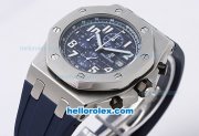 Audemars Piguet Royal Oak Offshore Quartz Working Chronograph Movement with Blue Dial and Strap-White Marking