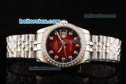 Rolex Datejust Oyster Perpetual Automatic with Diamond Bezel and Diamond Marking,Black&Red Dial