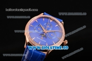 Jaeger-LECoultre Master Perpetual Calendar Asia Automatic Rose Gold Case with Blue Dial Stick Markers and Diamonds Bezel