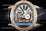 Audemars Piguet Millenary Miyota 9015 Automatic Rose Gold Case White Dial With Roman Numeral Markers Black Leather Strap