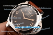 Panerai Luminor Base PAM00390 Swiss ETA 6497 Manual Winding Stainless Steel Case with Brown Leather Bracelet and Yellow Stick/Numeral Markers -1:1