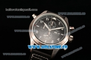 IWC Pilot's Watch Spitfire Chrono Miyota Quartz Steel Case with Black Leather Strap Black Dial and Arabic Numeral Markers