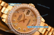 Rolex Datejust Lady 2813 Automatic Gold Case with Diamond and Diamond Bezel ETA Coating