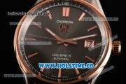 Tag Heuer Carrera Calibre 5 Automatic Swiss ETA 2824 Automatic Full Steel with Grey Dial Rose Gold Bezel and Stick Markers