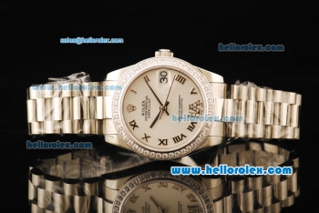 Rolex Datejust Automatic Movement ETA Coating Case with White Dial and Diamond Bezel