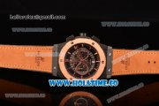 Hublot Classic Fusion Skeleton Chrono Miyota Quartz PVD Case with Skeleton Dial Rose Gold Bezel and Stick Markers