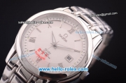 Omega De Ville Automatic Full Steel with White Dial and Silver Roman Markers