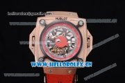 Hublot Masterpiece MP 08 Antikythera Sunmoon Asia 2813 Automatic Rose Gold Case Skeleton Dial Red Inner Bezel and Red Leather Strap