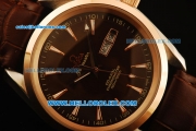 Omega Seamaster Co-Axial 150 M Automatic Rose Gold Case with Brown Dial and Brown Leather Strap