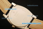 Rolex Cellini Swiss Quartz Steel Case with Brown Dial and Black Leather Strap-Numeral Markers