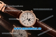 Breguet Classique Miyota 9015 Automatic Rose Gold Case with White Dial Brown Leather Strap and Diamonds Bezel