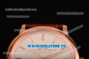 A.Lange&Sohne Saxonia Tourbillon Asia Automatic Rose Gold Case with White Dial Brown Leather Strap and Stick Markers