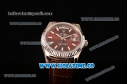 Rolex Day-Date Asia 2813/Swiss ETA 2836/Clone Rolex 3135 Automatic Steel Case with Stick Markers and Brown Dial (BP)