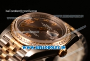 Rolex Datejust 37mm Swiss ETA 2836 Automatic Two Tone with Pink Dial and Roman Markers Diamonds Bezel