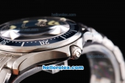 Omega Seamaster Professional Chronometer Automatic Movement ETA Case with Blue Bezel-Dot Markers and Black Dial