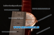 Omega De Ville Co-Axial Swiss ETA 2824 Automatic Rose Gold Case with Diamonds Markers Silver Dial and Brown Leather Strap