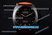 Panerai Luminor Marina 1950 Carbotech 3 Days Automatic PAM661 Asia ST25 Automatic PVD Case with Black Dial and Brown Leather Strap Dot/Arabic Numeral Markers
