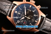 IWC Pilot’s Watch Chronograph Swiss Valjoux 7750 Automatic Rose Gold Case with Black Dial and White Arabic Numeral - 1:1 Original